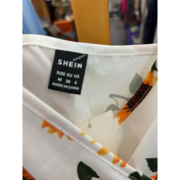 Sunflower Print White & Yellow Sleeveless Shein Romper With Adjustable Straps M - Picture 3 of 3